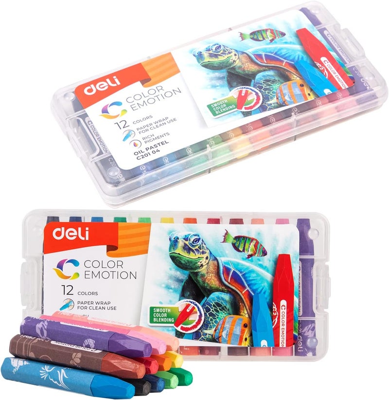 Deli Oil Pastel 12 Color, Pvc Box. (EC20104)- Pack Of 05 - Image 1